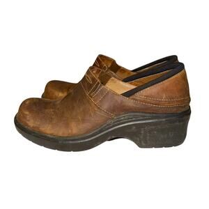 Ariat Santa Cruz Clog Mules Slip On Round Toe Heeled Career Leather Brown 9B